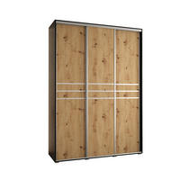 SCHWEBETÜRENSCHRANK 235,2/180/45 3-türig - Silberfarben/Schwarz, Holz/Metall (180/235/45cm) - Abiks Möbel