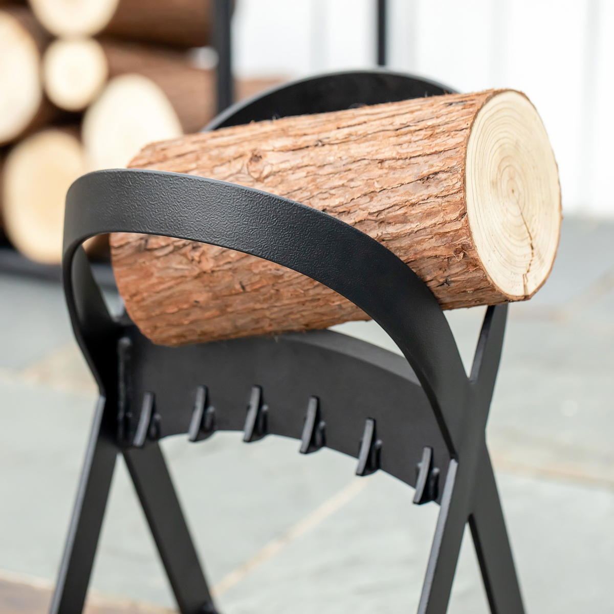 MANUELLER-HOLZSPALTER aus Karbonstahl, Schwarz - Schwarz, Metall (20.8/37.4/24.4cm) - Outsunny