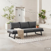 LOUNGESOFA - Aluminium / Polyester - Grau / Anthrazit - Anthrazit, Textil/Metall (204/69/70cm) - home24