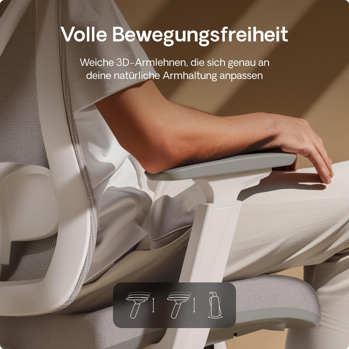 BÜROSTUHL Verstellbarer Ergonomischer SitPro Grau 3-Dimensional Armlehne, Integrierte 5-Wege-Lendenwirbelstütze - Grau, Kunststoff (72/113/67cm) - Desktronic