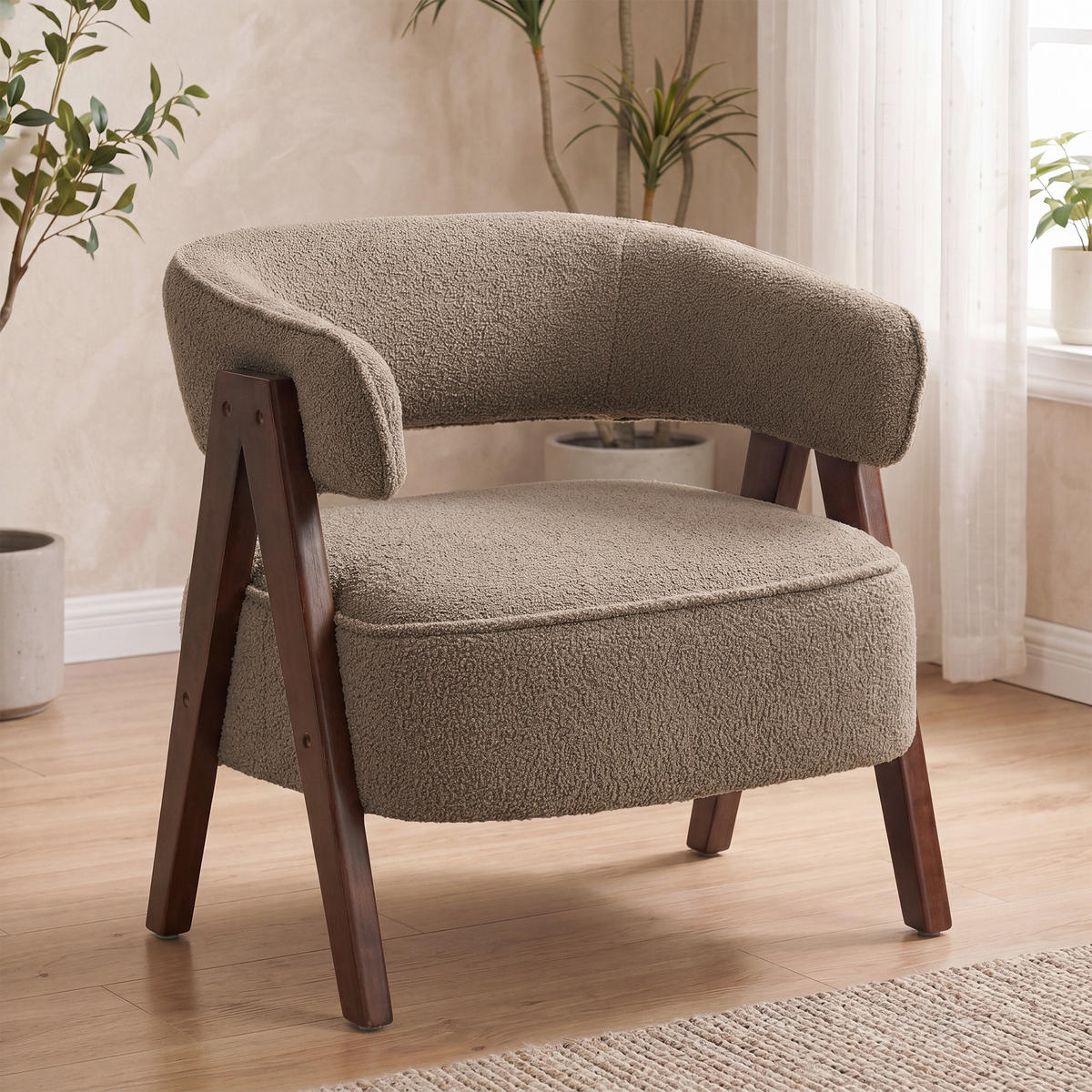 ARMLEHNSTUHL DE-13341 breite Sitzfläche & ergonomische Rückenlehne Braun - Braun, Holz (64/71/70cm) - ComfortXL