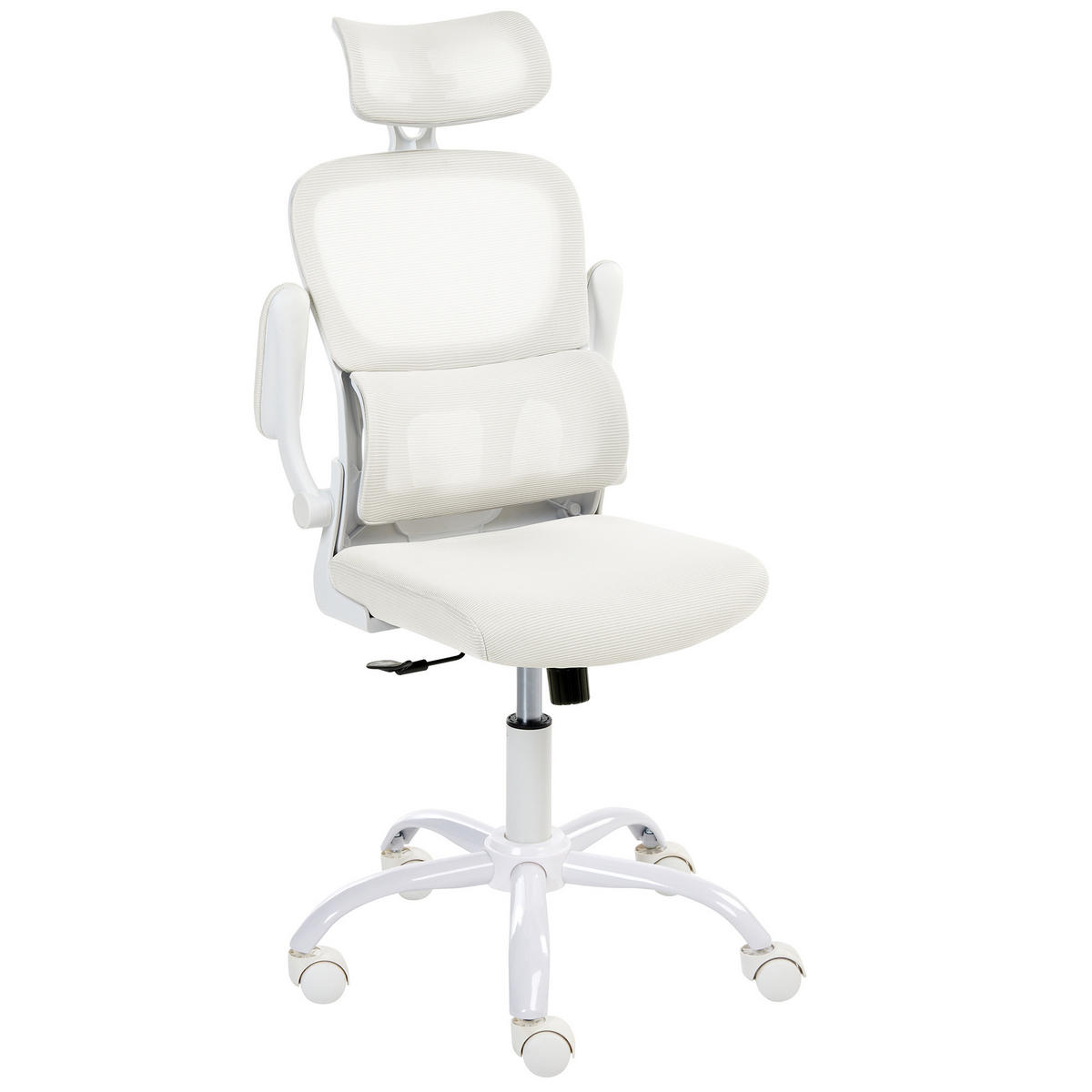 SCAUN DE BIROU alb Solis - alb, material textil (60/121/60cm) - Beliani