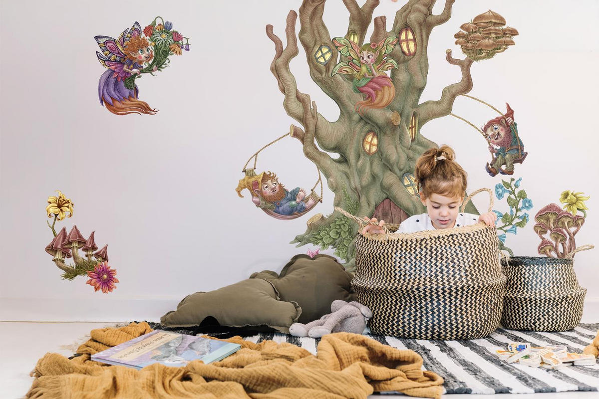 WANDAUFKLEBER 80x129cm - Feenwald - Multicolor, Kunststoff (80/129/0.1cm) - Wallfluent