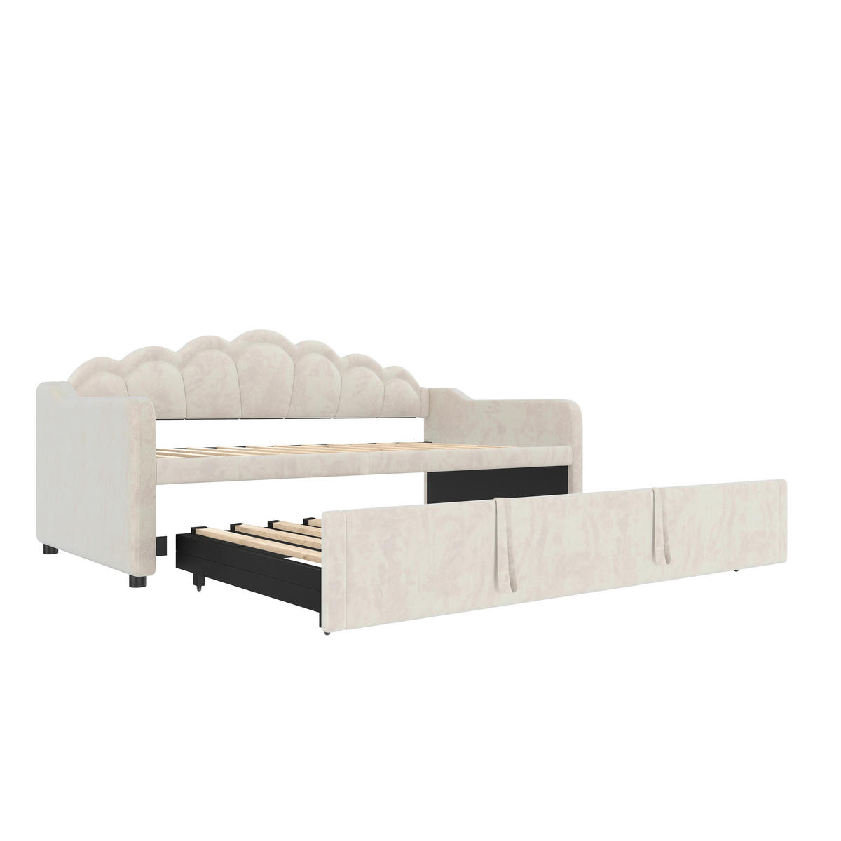 TAGESBETT 90/200 cm DE-33116 ausziehbar mit LED-Licht Beige - Beige, Metall (90/200cm) - ComfortXL