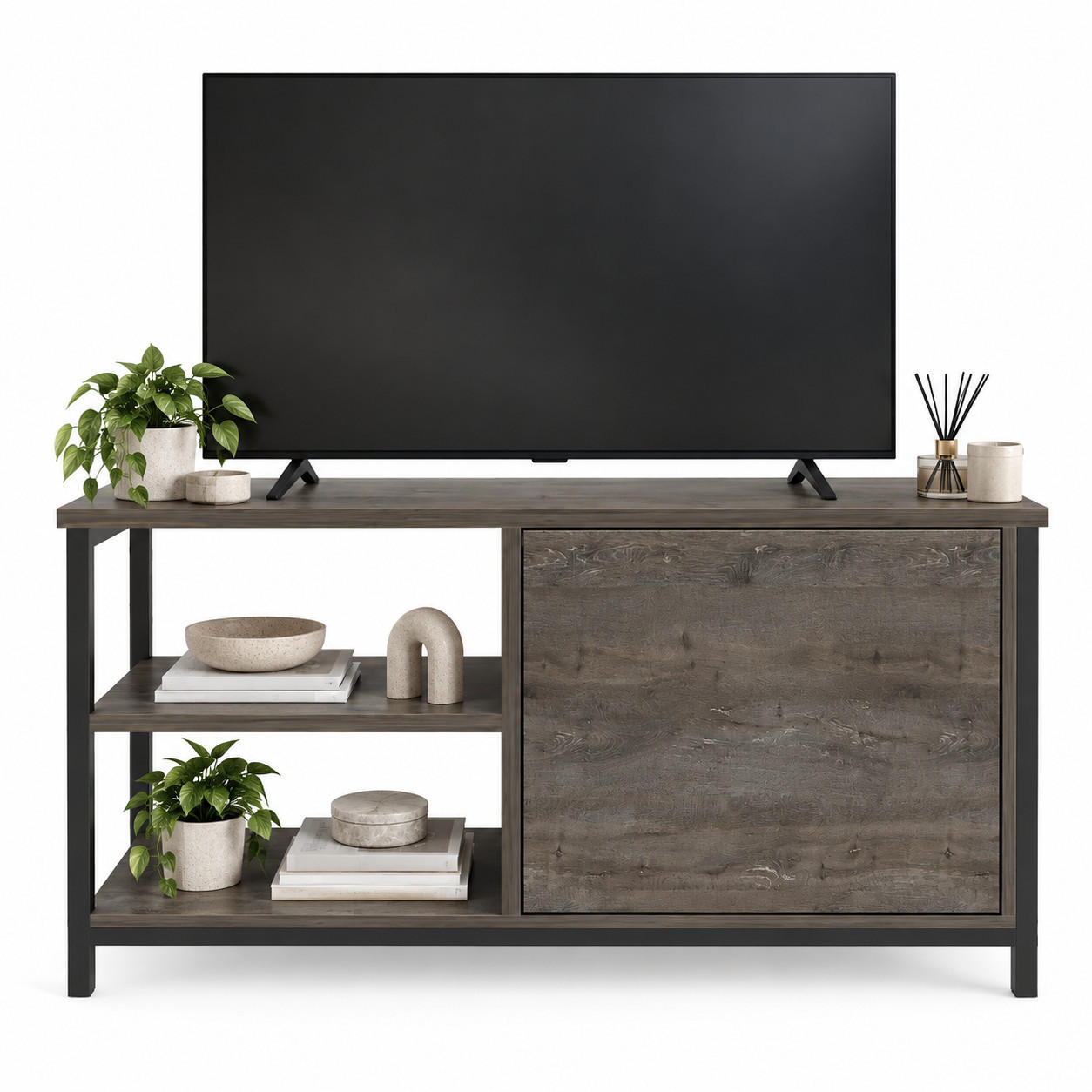 TV Unit Muskegon Schwarz Wenge - Wengefarben/Schwarz, Holzwerkstoff (90/51/36cm) - Decorotika