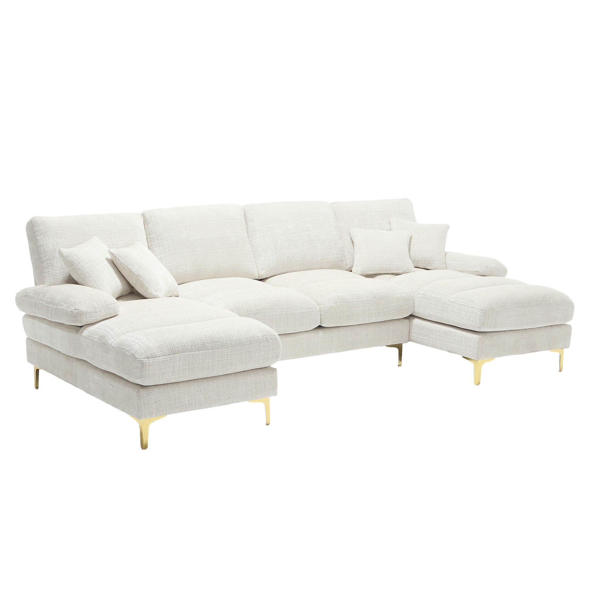 Redom SEDACÍ souprava do U 272/136/88 cm se 2 lenoškami a chenille potahem, Béžová