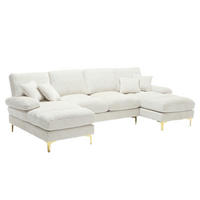 WOHNLANDSCHAFT U-Form Chenille mit 2 Liegeflächen 272/136/88 cm Beige - Beige, Textil/Metall (136/88/272cm) - Redom