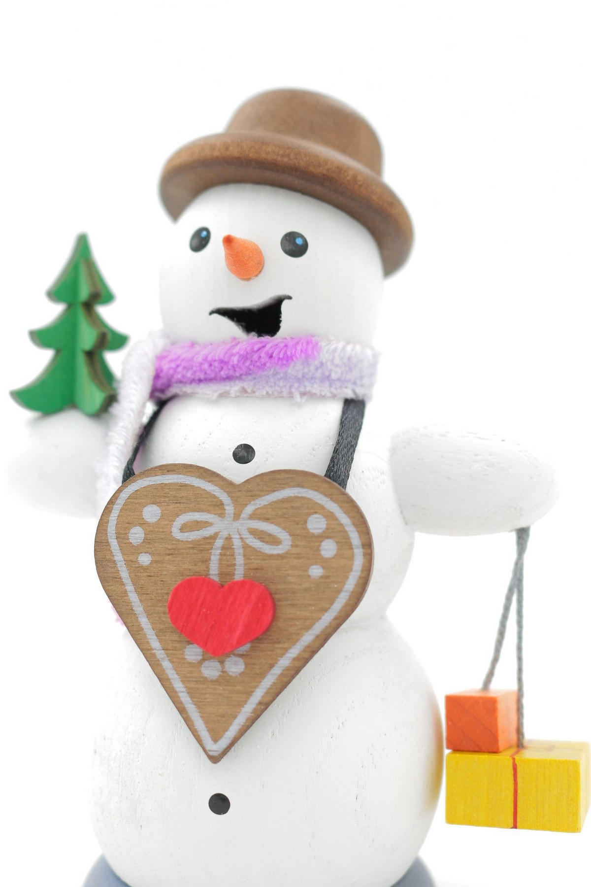 RAUCHFIGUR Schneemann mit Lebkuchenherz 13 cm - Multicolor, Holz (6/13/10cm)