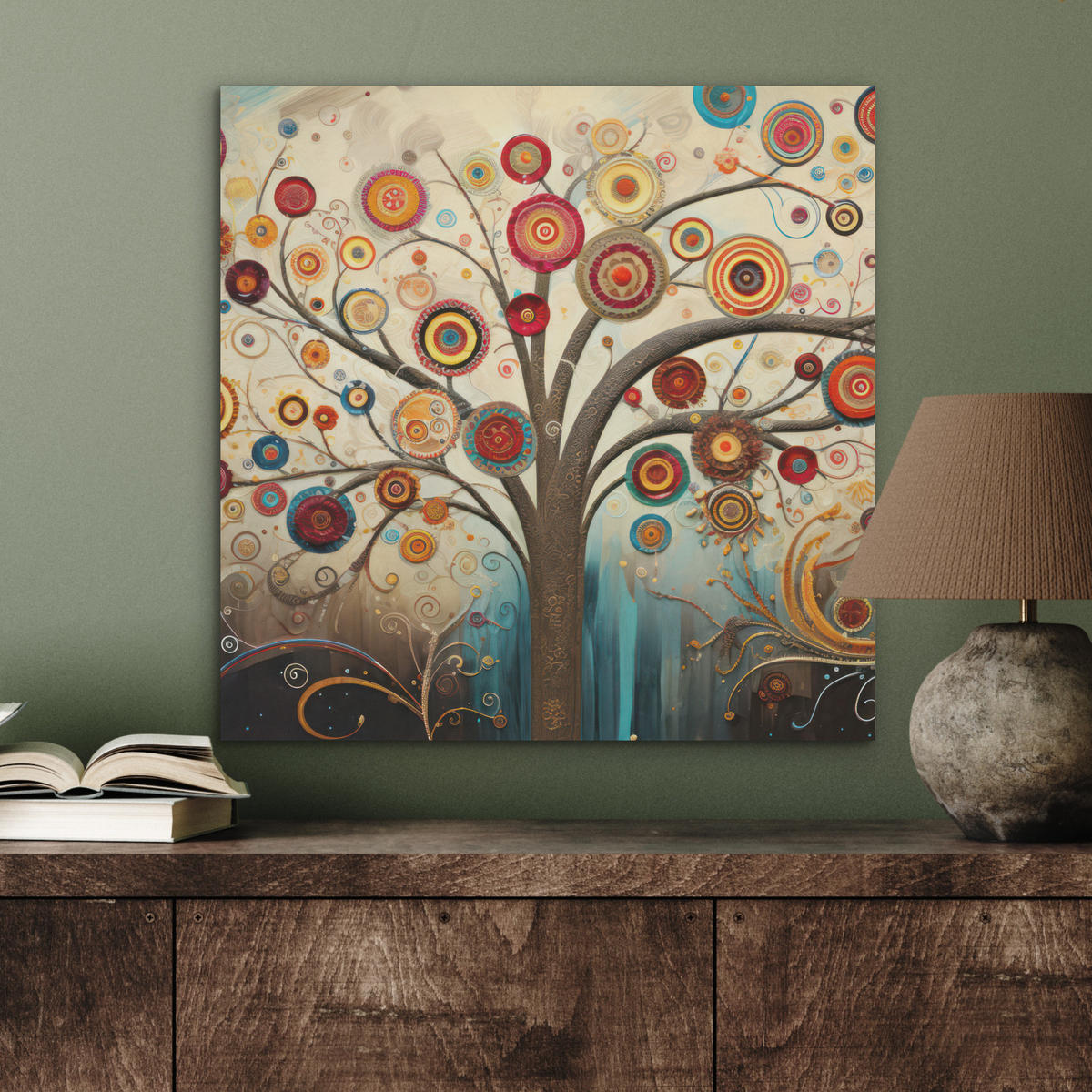 AKUSTIKBILD Baum - Baum des Lebens - Farbe Wandbilder 60x60 cm - Braun, Kunststoff (60/60/0.9cm) - MuchoWow