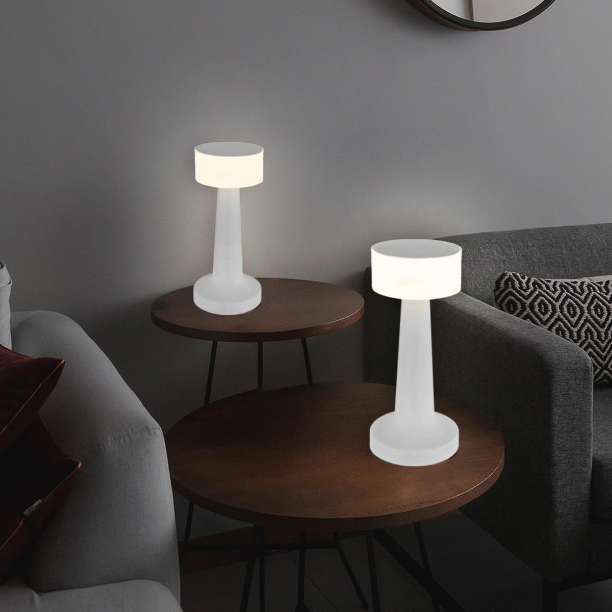 LED TISCHLEUCHTE Opal Weiß - Weiß, Kunststoff (9.5/9.5/21.5cm) - Globo Lighting