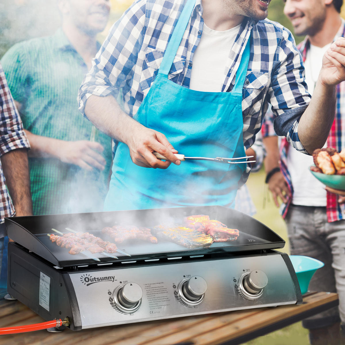 GASGRILL mit 3 brennern DE-10035 Silber - Schwarz, Metall (48/21/63cm) - ComfortXL