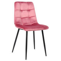 ESSZIMMERSTUHL Till Samt, Gestell Metall matt Schwarz Pink - Schwarz/Rosa, Textil/Metall (45/88/52cm) - TPFLiving