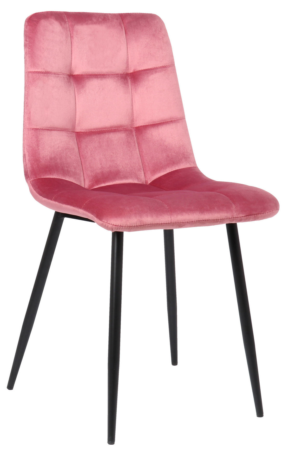ESSZIMMERSTUHL Till Samt, Gestell Metall matt Schwarz Pink - Schwarz/Rosa, Textil/Metall (45/88/52cm) - TPFLiving