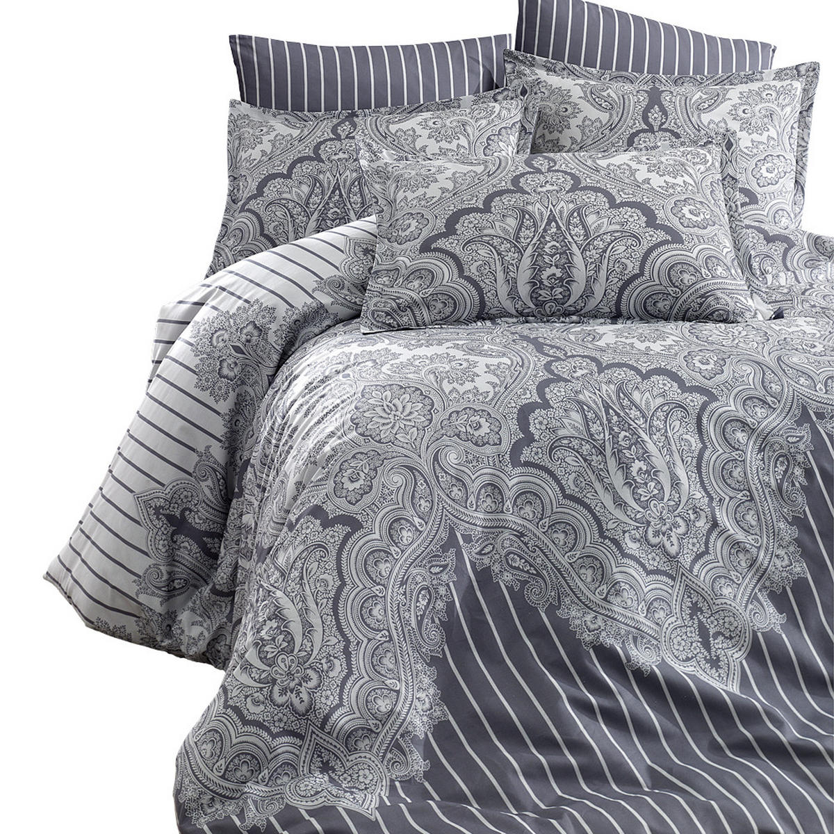 BETTWÄSCHE 6-teilig 220/240 cm LALE - Grau, Textil (220/240cm) - ROLFNERS