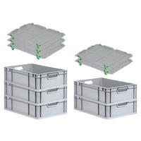 EUROBOX 5x Nextgen Economy Mit Auflagedeckel Grau/Grün Griffe Offen 34 Liter - Grün, Kunststoff (40/17/60cm) - PROREGAL