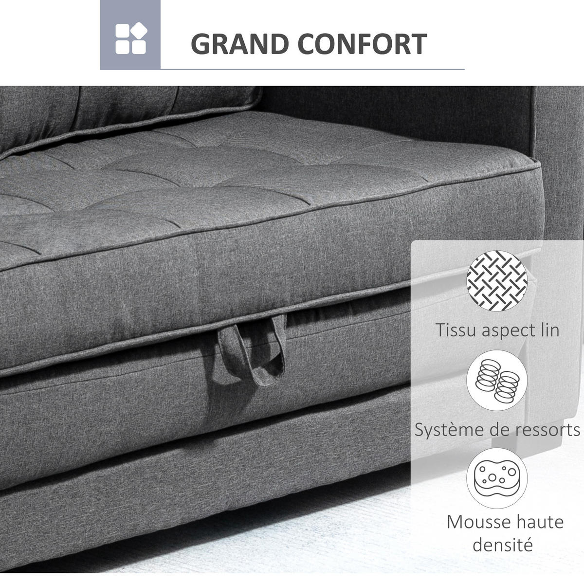SCHLAFSOFA 2er-Sitz DE-14545 mit Knopfheftung im Rücken Grau - Grau, Textil (147.5/85/75cm) - ComfortXL