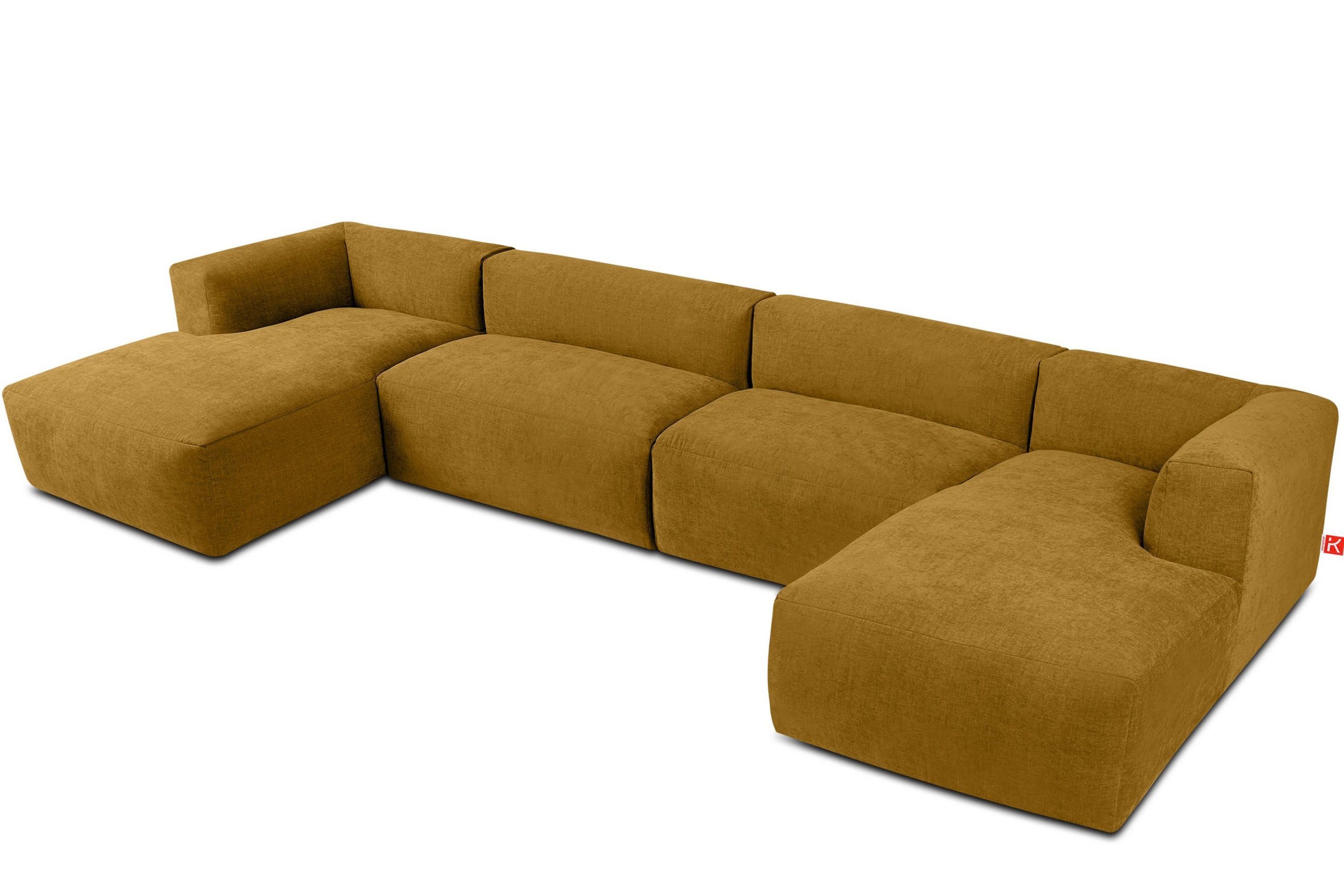 PANORAMA-ECKSOFA BUFFO 7/8 Sitzer mit extrem weicher Sitzfläche, Gewebestoff, Honig - Gelb, Textil (424/73/180cm) - KONSIMO®