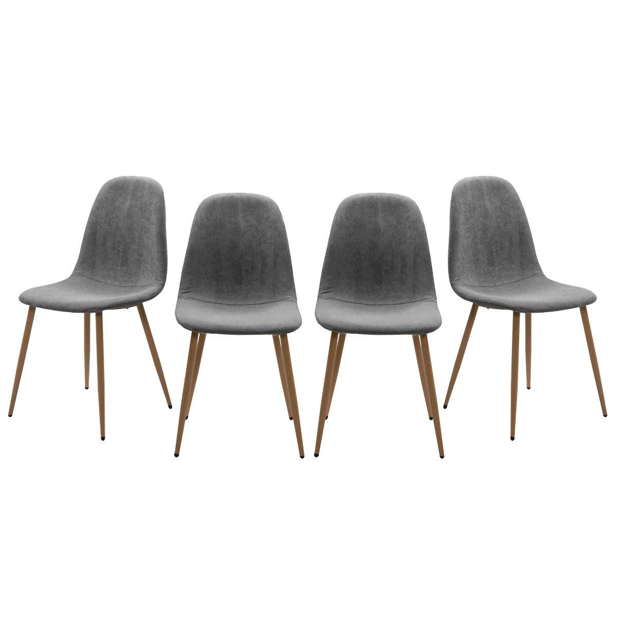 ESSZIMMERSTÜHLE CORD HOLZBEINE 4er set 50/83/50 cm - Grau, Metall (50/83/43cm) - Calicosy