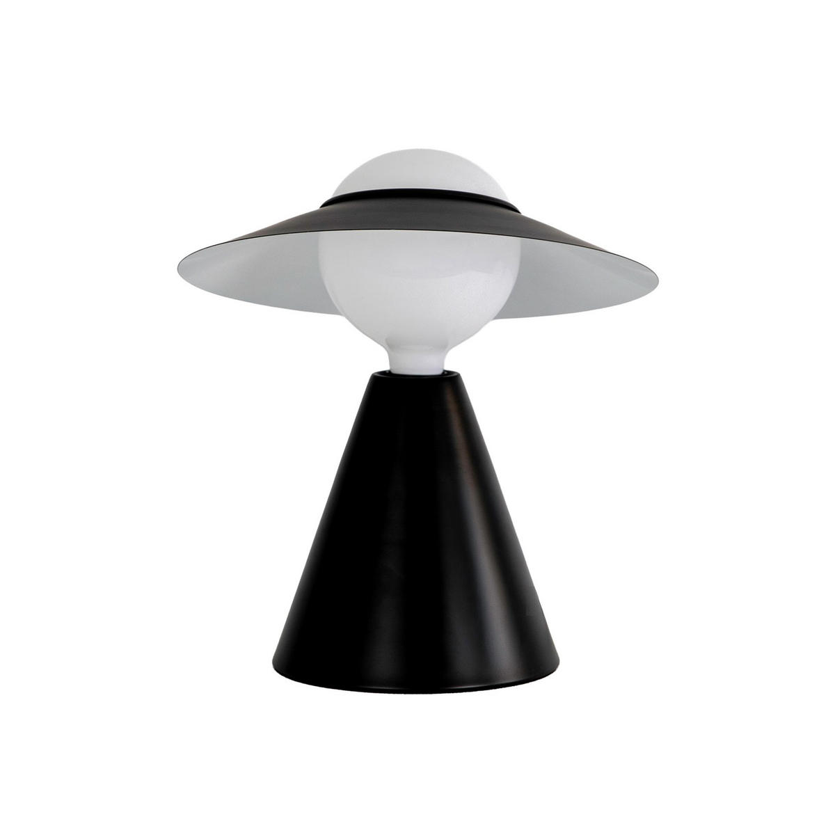 TISCHLEUCHTE aus weißem Glas und schwarzem Stahl Ø29/34 cm - Schwarz, Metall (29/29/34cm) - The Lumine
