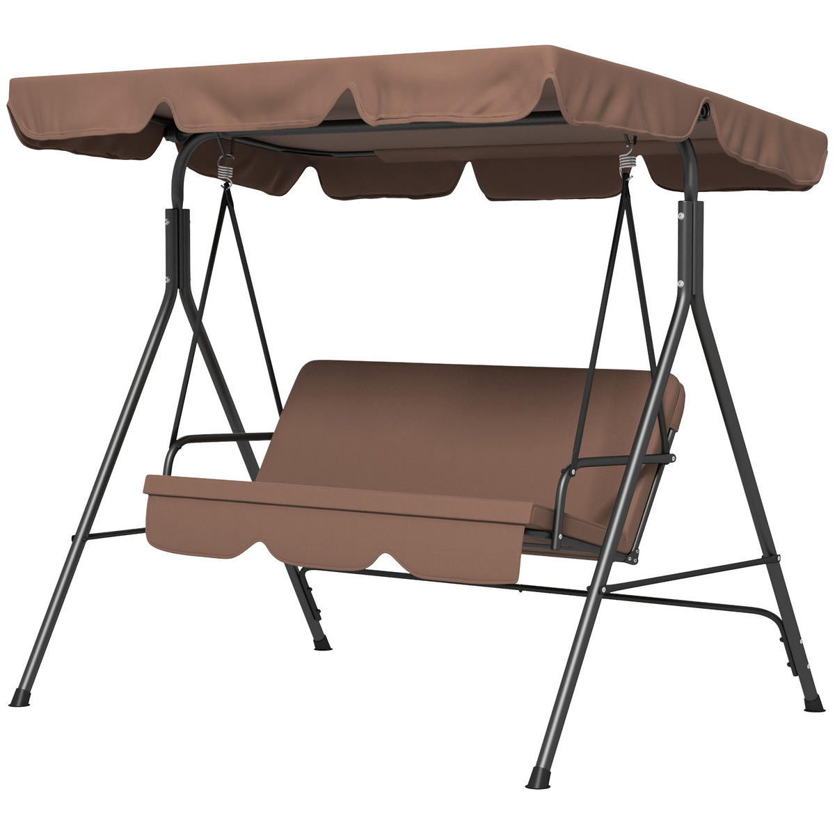 HOLLYWOODSCHAUKEL DE-07028 3-Sitzer, verstellbares Dach, wetterbeständig Braun - Braun, Metall (172/153/110cm) - ComfortXL