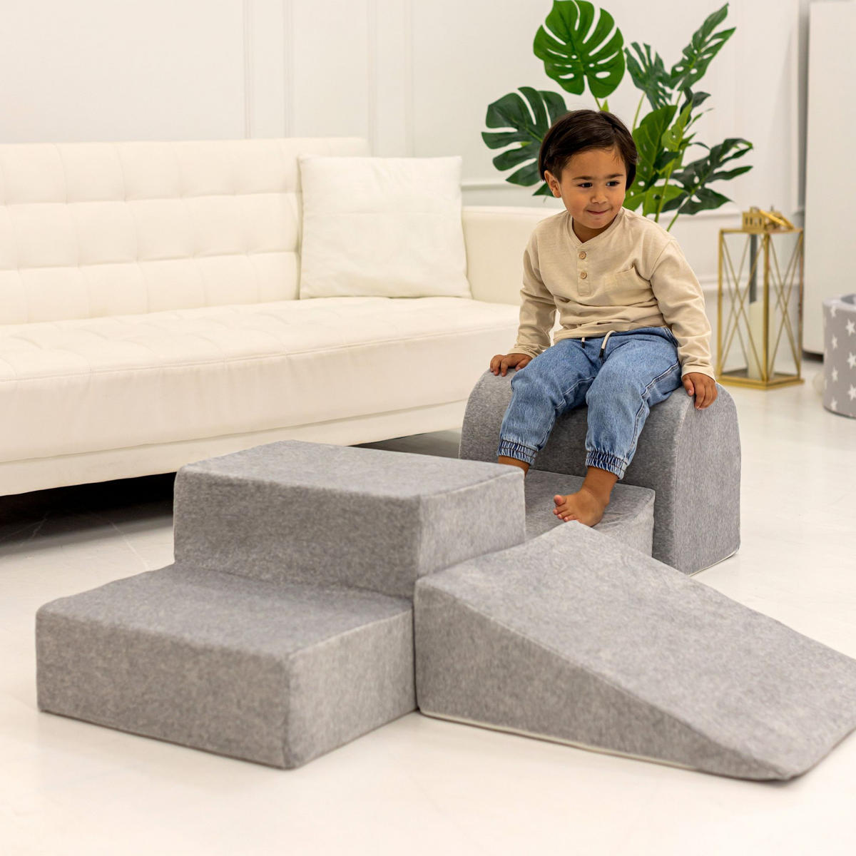 SCHAUMSTOFF-BAUSTEINE für Kinder, Boucle, Rosa - Rosa, Textil (145/30/145cm) - MeowBaby
