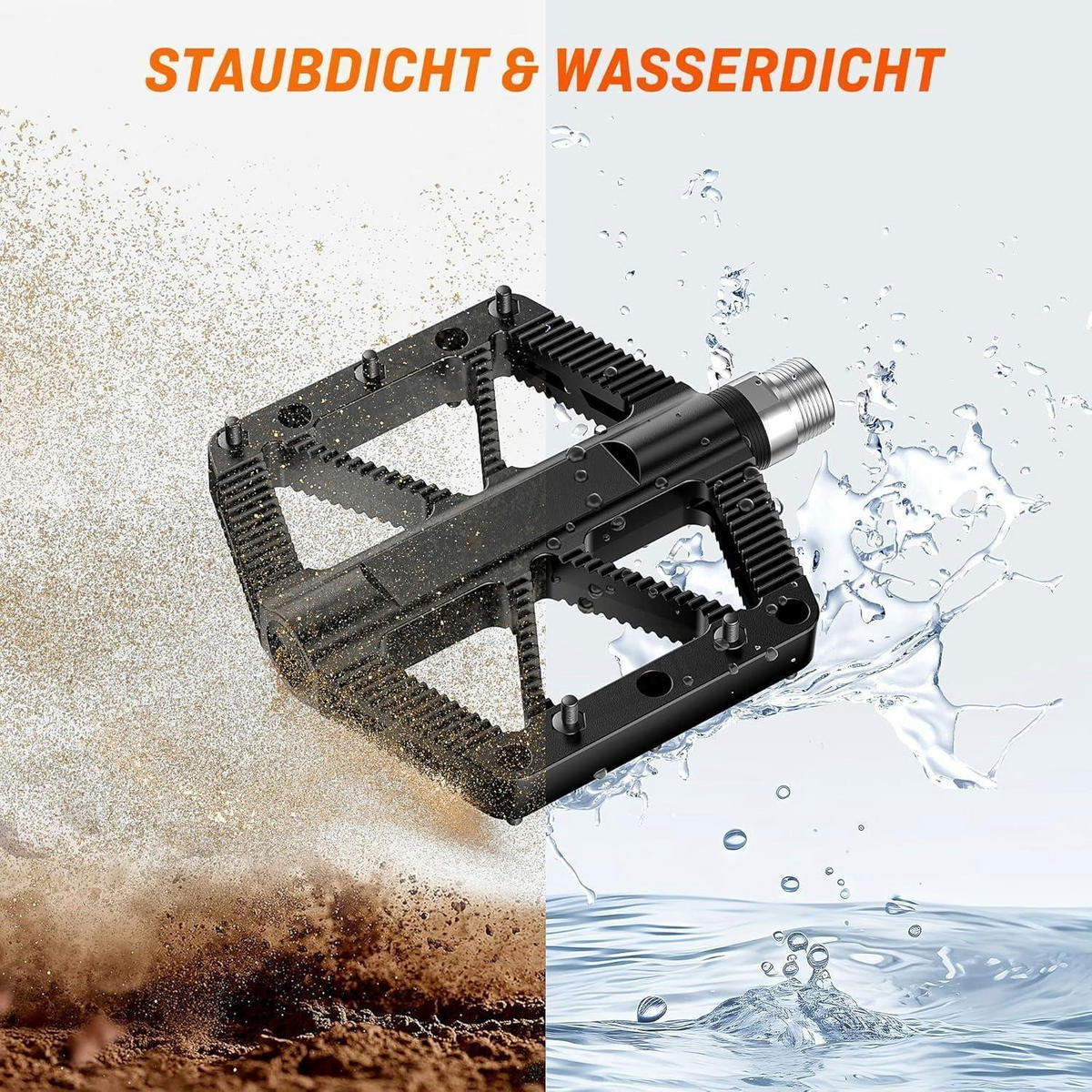 FAHRRADPEDALE 9/16 Zoll Set Aluminium rutschfest für Mountainbike E-Bike Stadtrad - Schwarz, Kunststoff (1.3/1.5/10.5cm)
