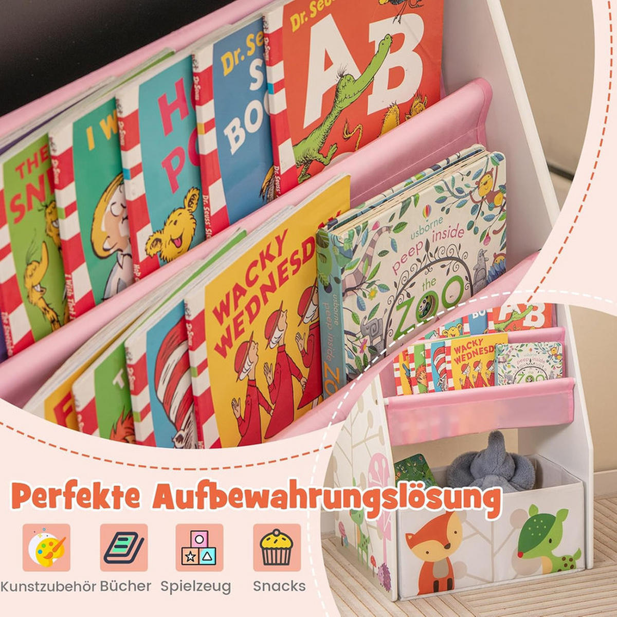 KINDERSITZ-SET mit magnetischer Whiteboard-Tafel weiß(2-tlg) - Weiß, Holzwerkstoff (50/85/50cm) - COSTWAY