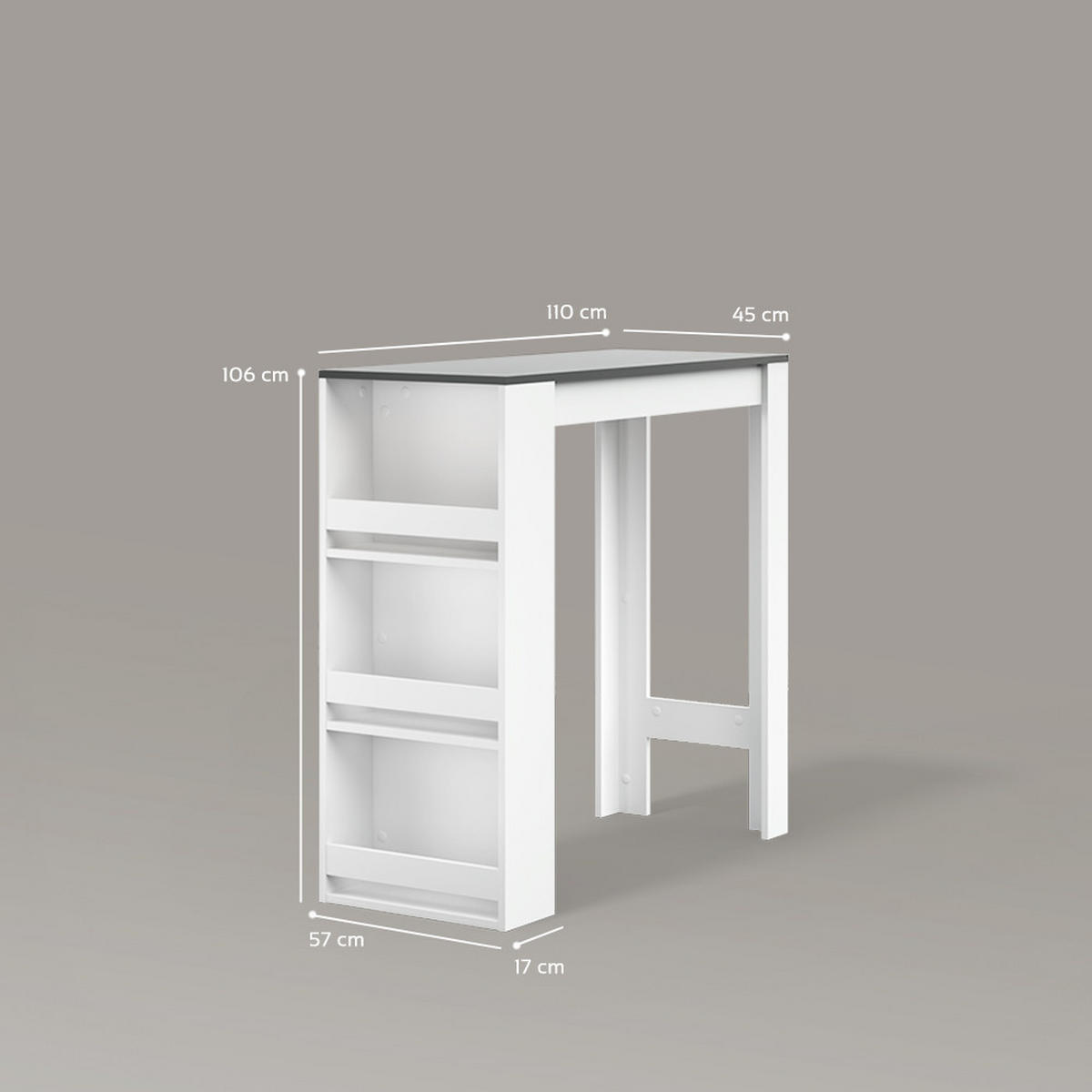 BARTISCH Regusa Weiß/Anthrazit 45 x 110 cm - Anthrazit/Weiß, Holzwerkstoff (110/45/106cm) - Livinity®