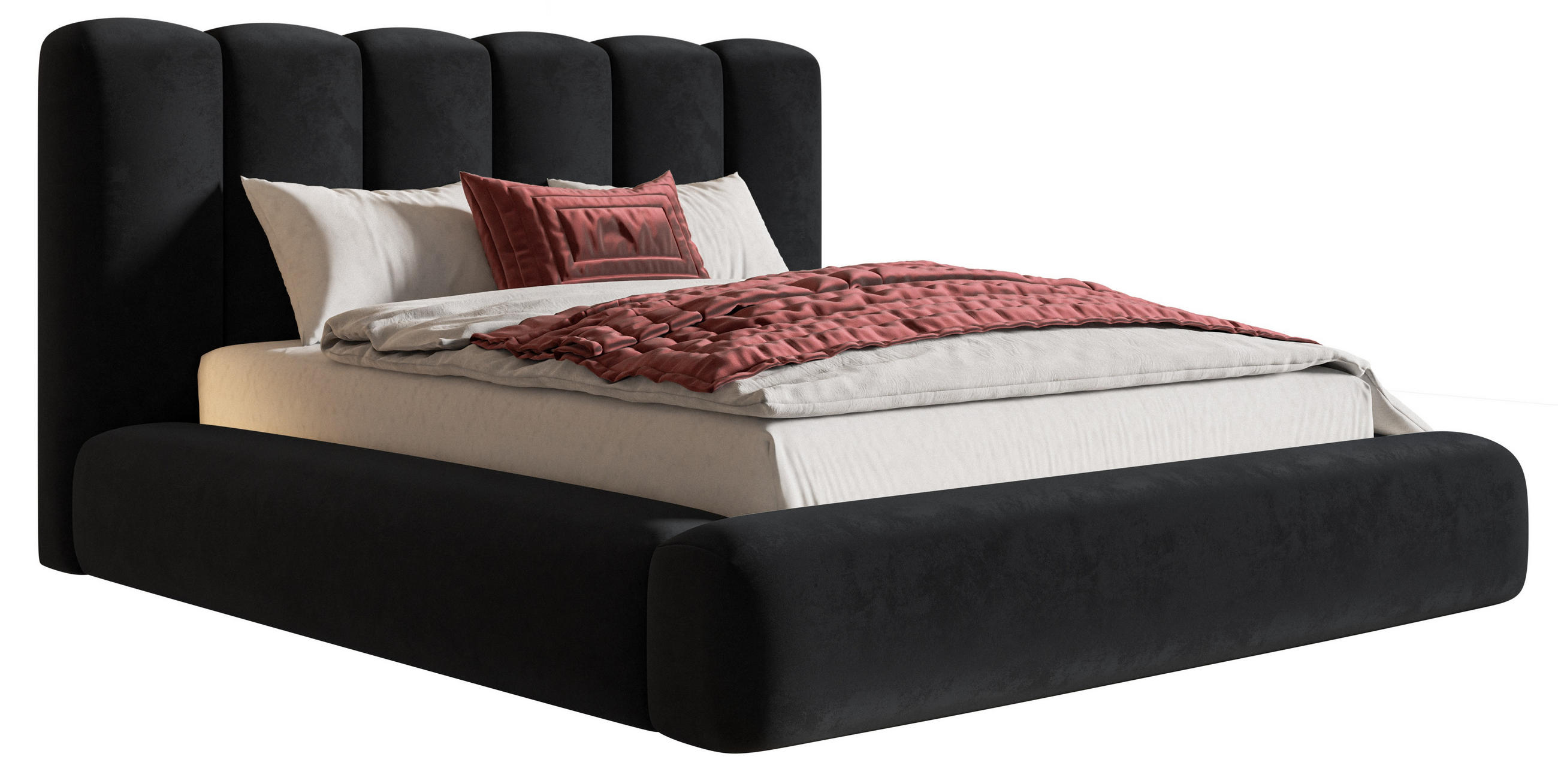 DOPPELBETT 140x200 cm Lumaro mit Dicker Schaum und Bettkasten, Schwarz - Schwarz, Holz/Textil (140/200cm) - Emporius