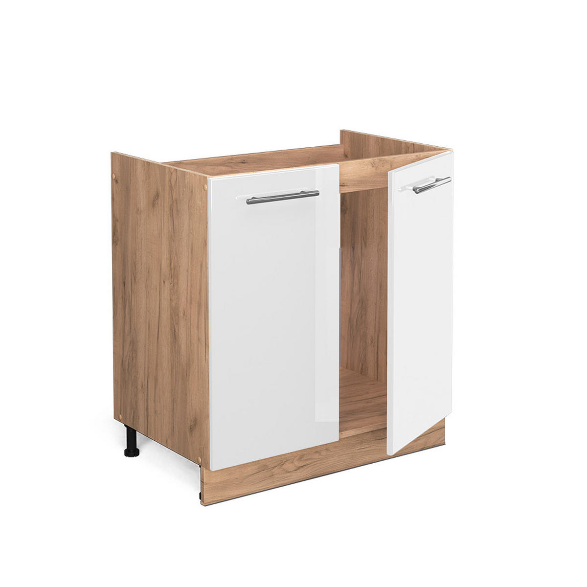 SPÜLENUNTERSCHRANK Fame-Line Weiß Hochglanz 80 cm ohne AP - Honigeiche/Weiß Hochglanz, Holzwerkstoff (80/82/51.6cm) - Vicco