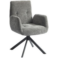 ARMLEHNENSTUHL DE-06816 drehbar mit modernem Design und Knopfheftung Dunkelgrau - Dunkelgrau, Textil/Metall (61/88/60cm) - ComfortXL