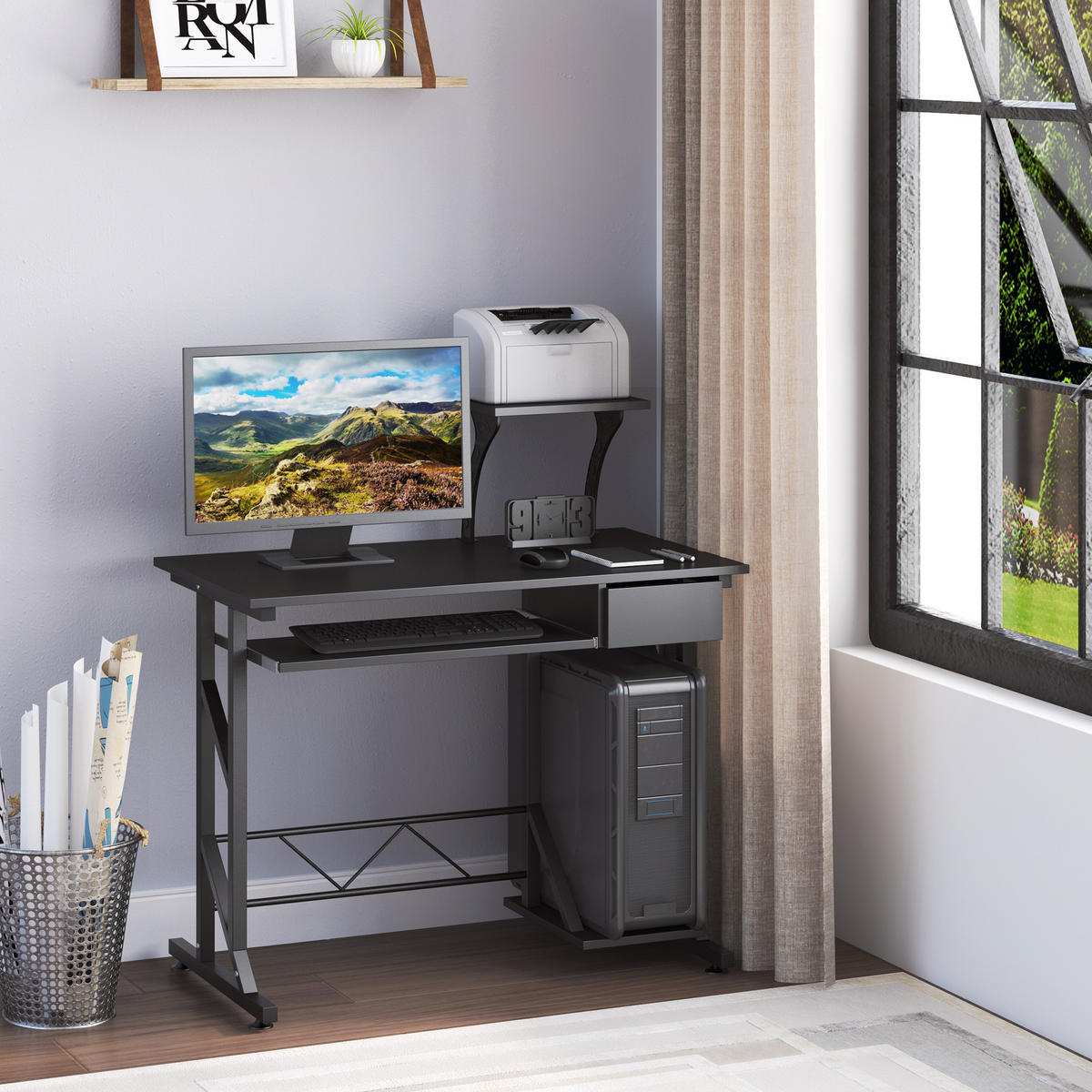 BÜROTISCH Schwarz 1 Stück - Schwarz, Holzwerkstoff (50/100/90cm) - GiPP