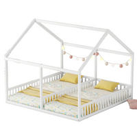 HAUSBETT 90/200 cm, Weiß mit 2-in-1-Funktion und Schutzgitter - Weiß, Holz (90/200cm) - MIVRAY