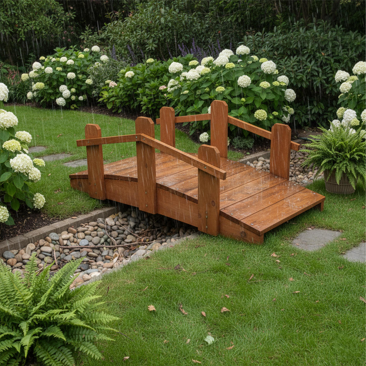 GARTENBRÜCKE - Orange, Holz (70/32/25cm) - Relaxdays