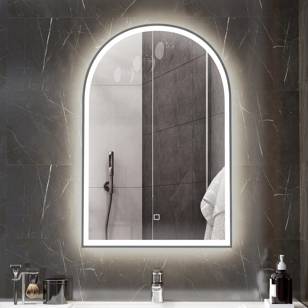 LED-BADEZIMMERSPIEGEL 90/60 cm - Silberfarben, Glas (90/60/3cm)
