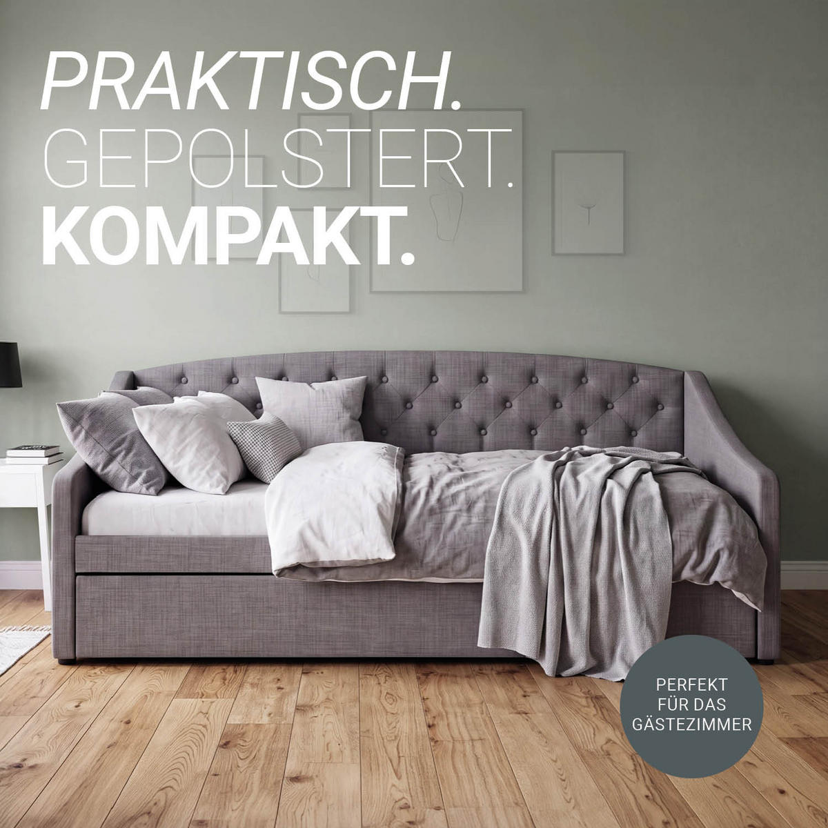 POLSTERBETT ausziehbar 140/200 cm in Grau - Grau, Textil (90/200cm) - Homestyle4u