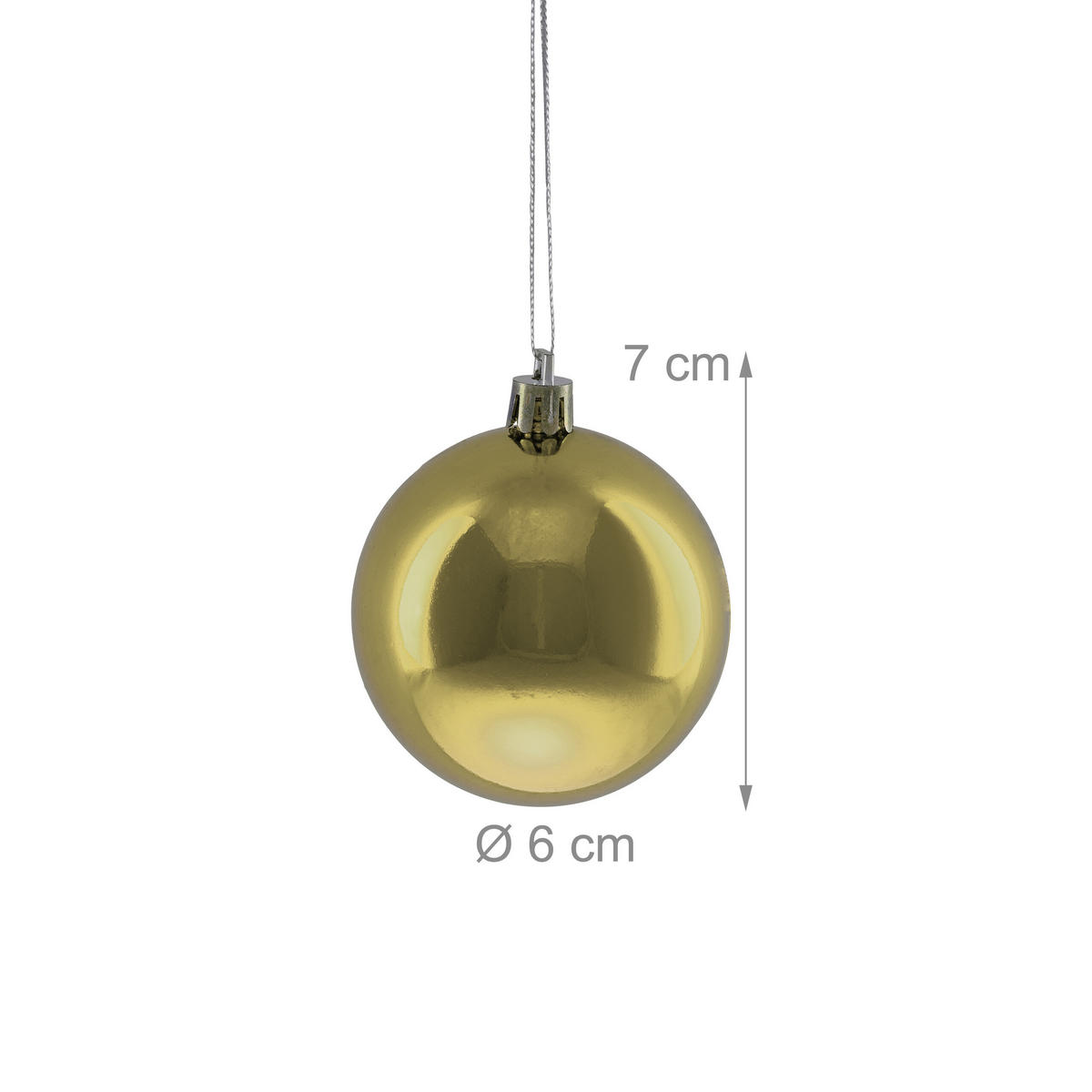 100XWEIHNACHTSKUGELN - Goldfarben, Kunststoff (6/7/6cm) - Relaxdays