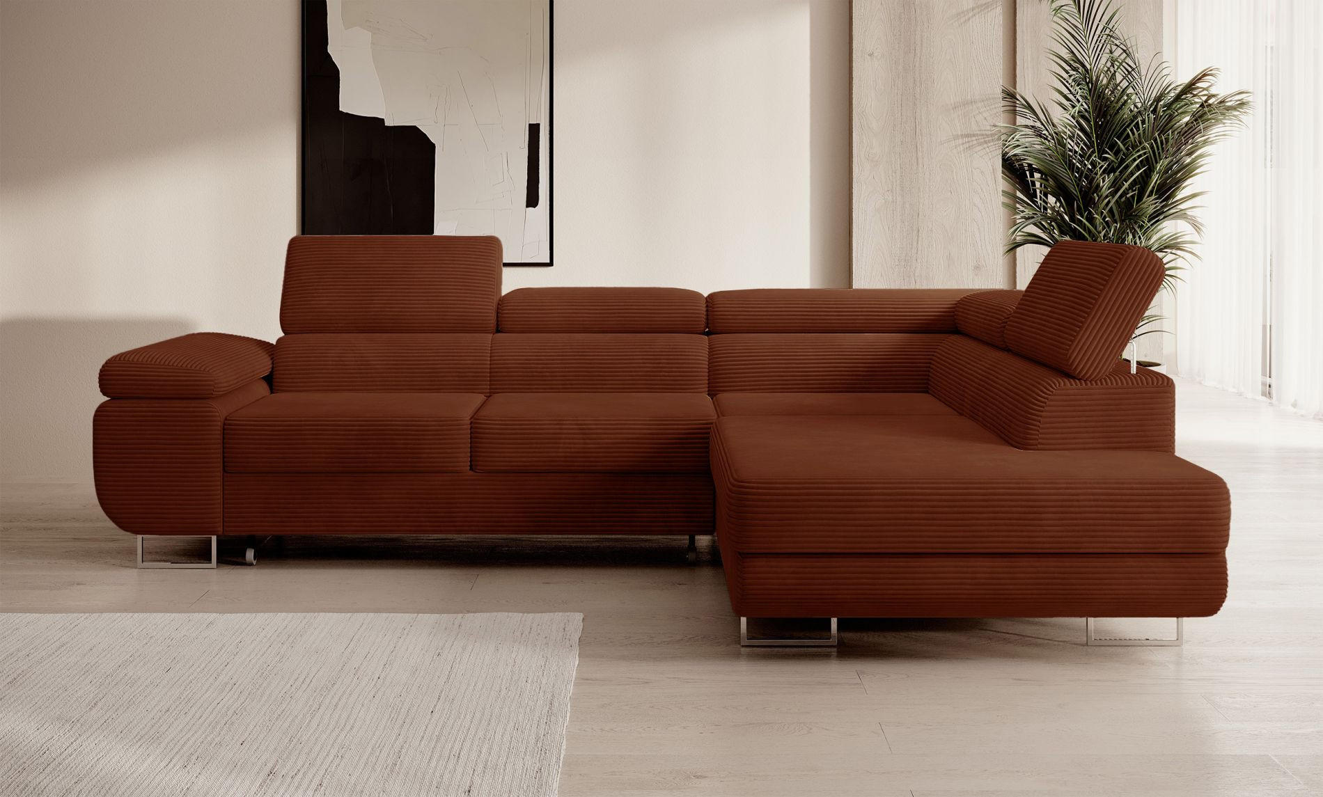 Thumbnail - Selsey Ecksofa, Kupfer, Textil, L-Form, Ottomane rechts, 275x203 cm, Wohnzimmer, Sofas & Couches, Wohnlandschaften, Ecks...