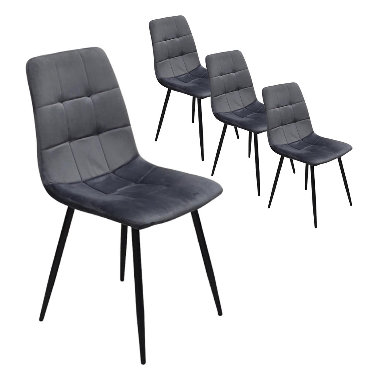 ESSZIMMERSTÜHLE, 4er-Set, gepolstert, Samt, Metallgestell, 41/46/86cm - Dunkelgrau/Grau, Holzwerkstoff/Textil (46/86/41cm) - Skraut Home