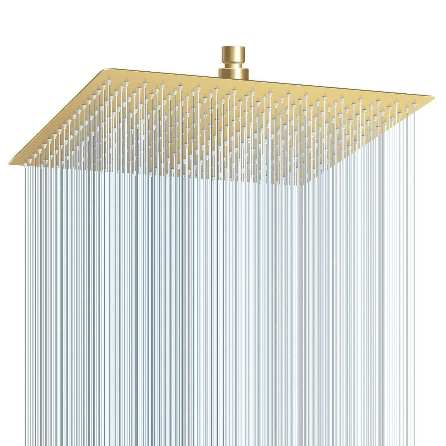 DUSCHKOPF 40 cm Eckig Gebürstetes Gold Edelstahl - Goldfarben, Metall (40/12.7/40cm)