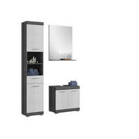 BADKOMBINATION 3tlg. Scout Bad in Rauchsilber Nachbildung und weiß hochglanz B/H/T: 112x191x34 cm - Anthrazit, Holz (112/191/34cm)