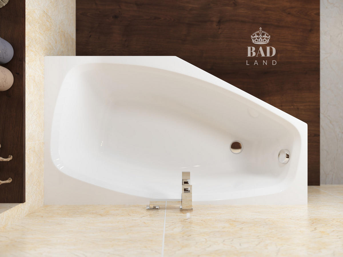 BADEWANNE Eckwanne MARIKA 140/80 Rechts mit Styro Ablauf Füße - Weiß, Kunststoff (80/53.5/140cm) - bad land