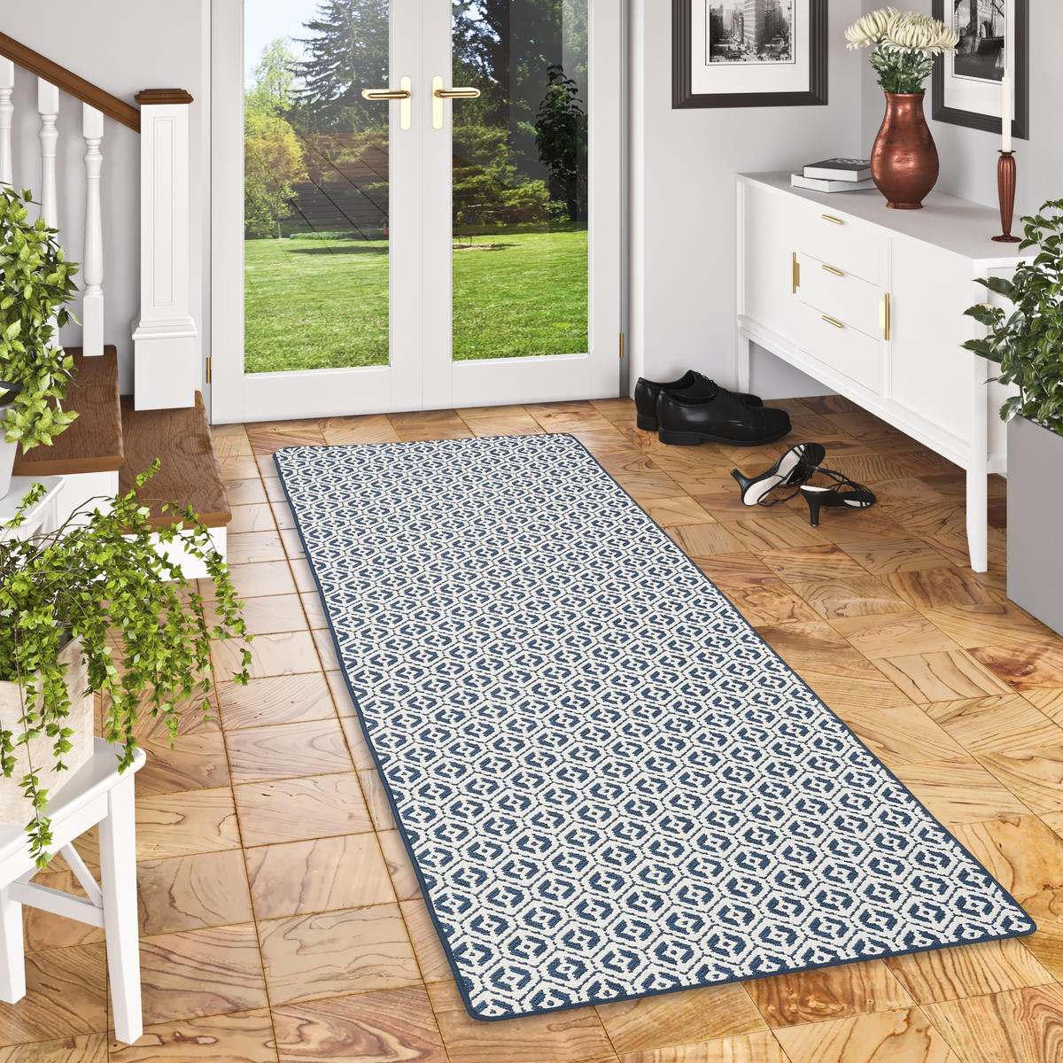 IN- UND OUTDOOR TEPPICH LÄUFER BEIDSEITIG CAPE COD - Blau, Textil (100/100cm) - Snapstyle