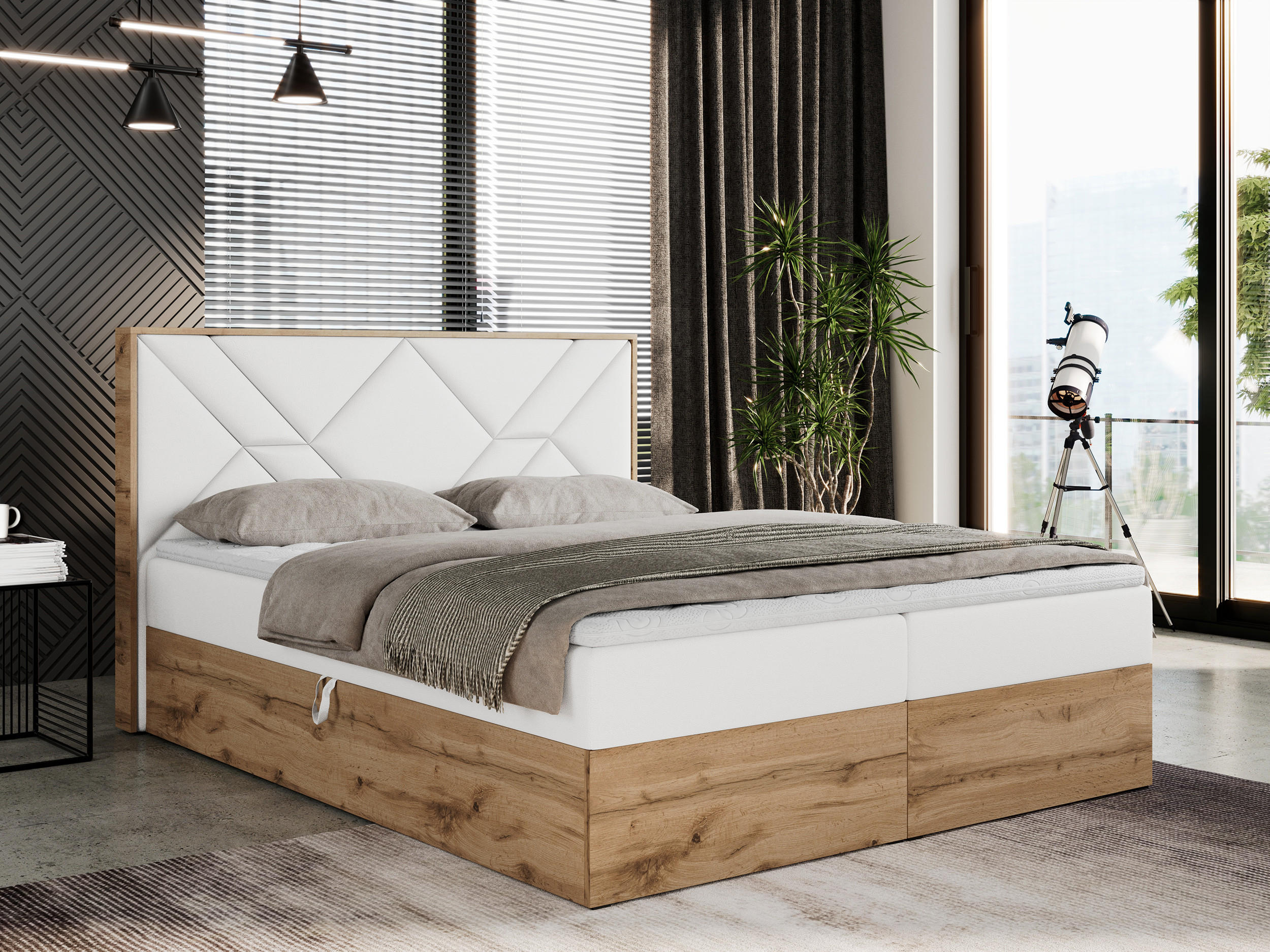 BOXBETT GUNAR - 120/200 Weiß Kunstleder - H3 - Weiß, Holz/Textil (120/200cm) - MKS
