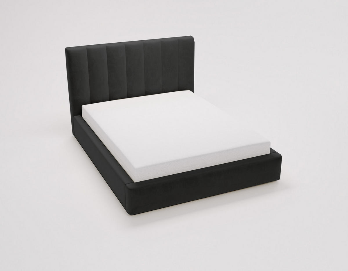 POLSTERBETT 180x200 cm Velor, Lattenrost, Bettkasten, Schwarz - Schwarz, Holz/Textil (180/200cm) - Emporius