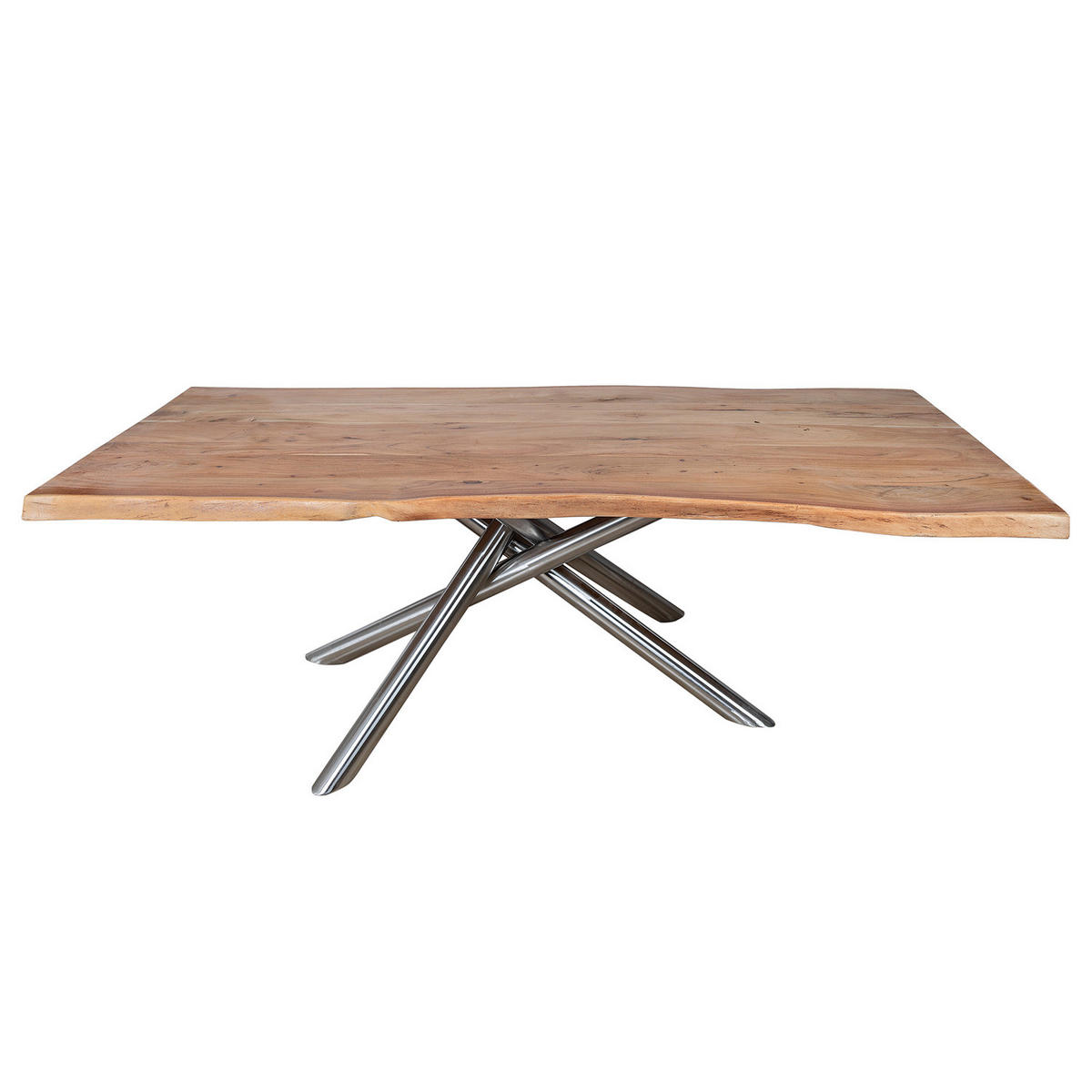 ESSTISCH - Silberfarben/Akaziefarben, Holz/Metall (100/220/76cm) - home24