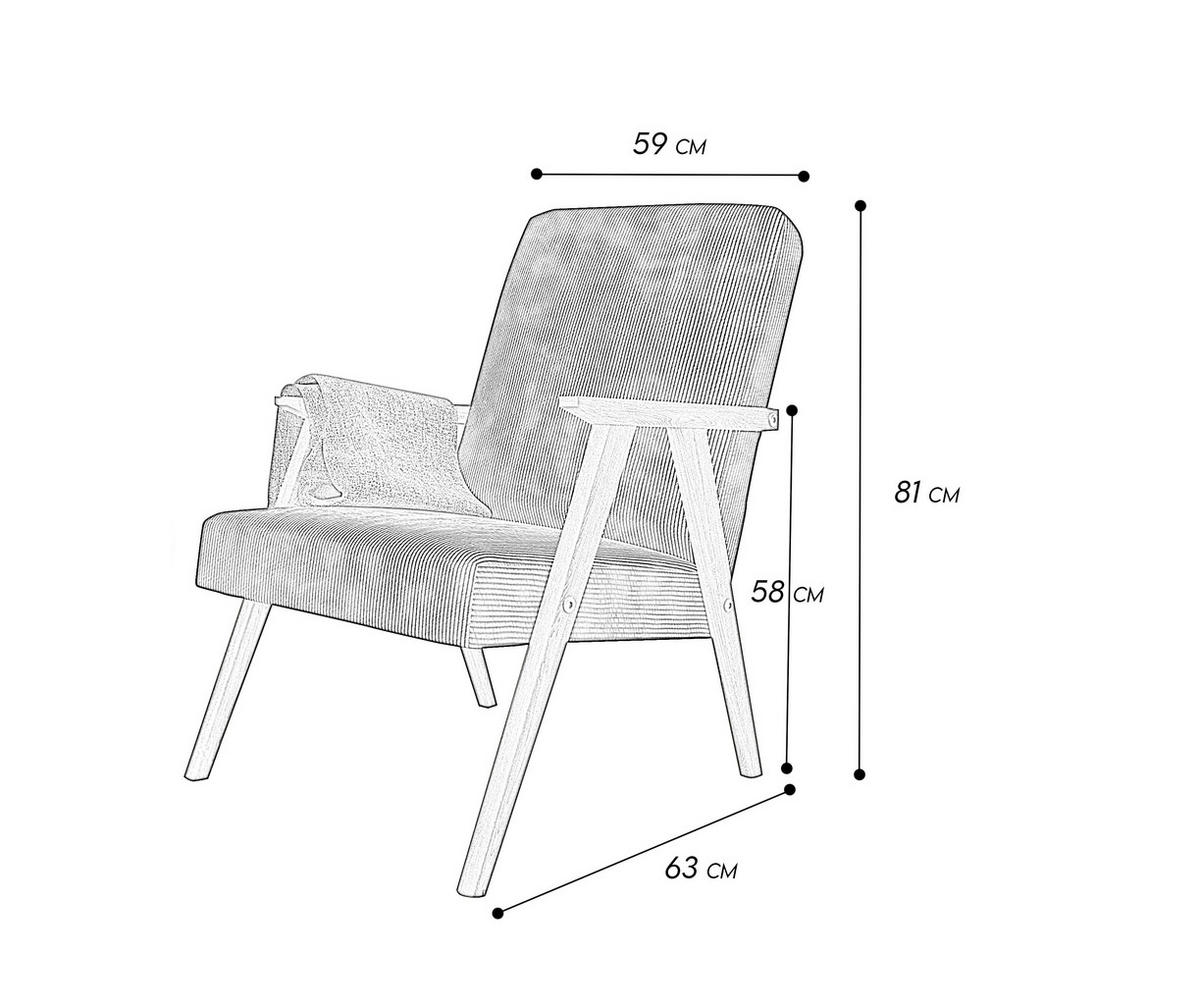 SESSEL PRL Holzgestell, 59/63/81 cm Gelb - Gelb, Holz/Textil (59/81/63cm) - Idohome