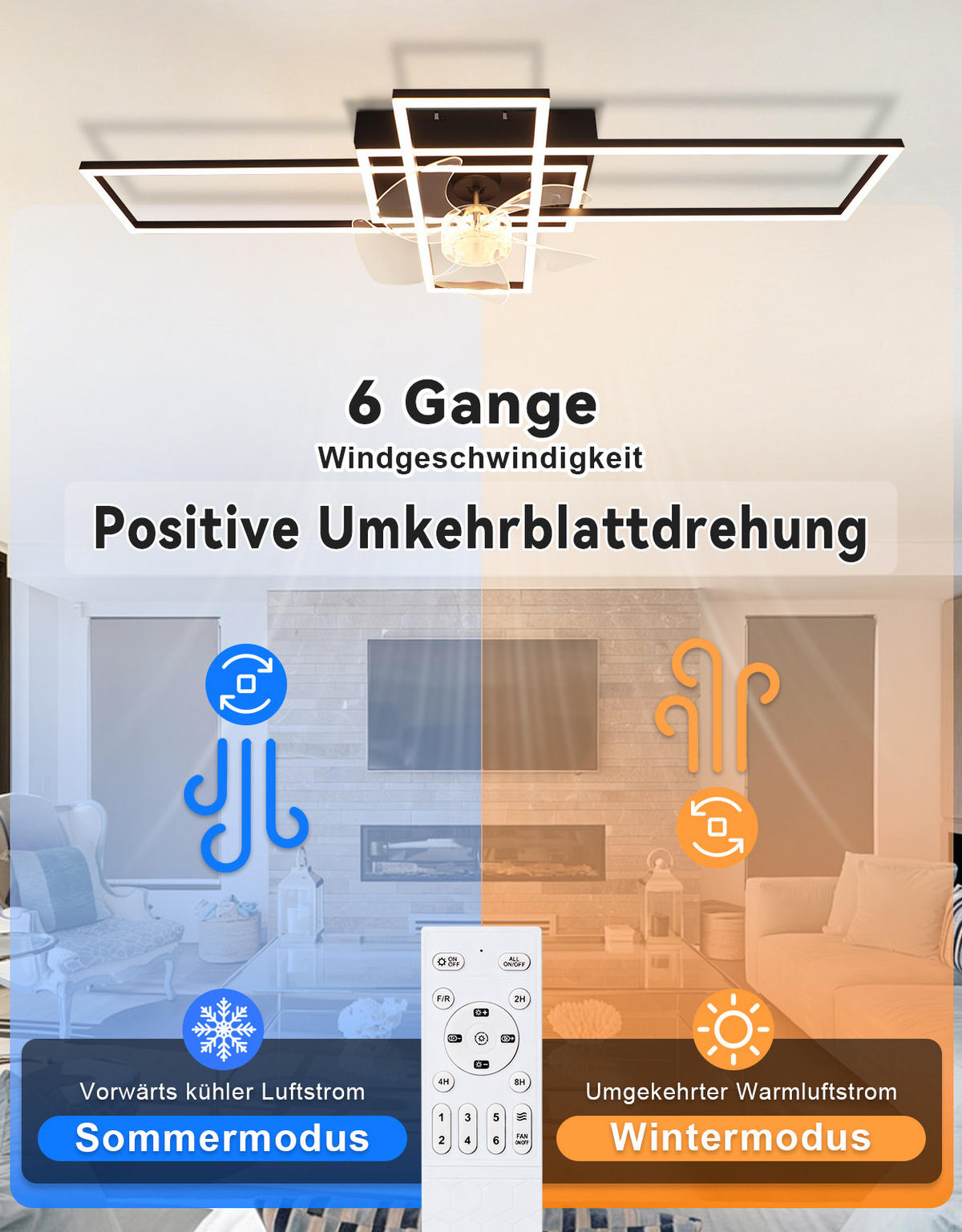 LED DECKENVENTILATOR Neryn 94/42/15.5 cm - Schwarz, Kunststoff/Metall (94/42/15.5cm) - ZMH