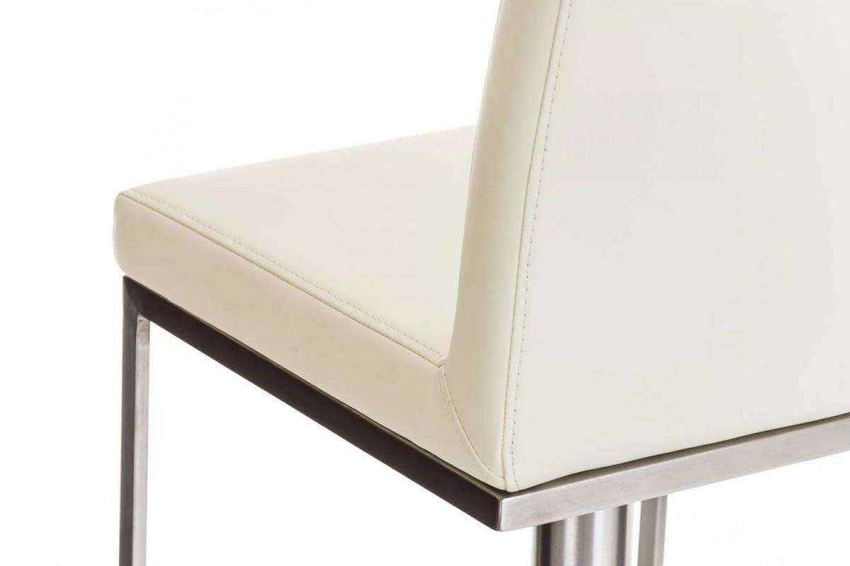 BARHOCKER 2er Set Lederlook Creme - Edelstahlfarben/Creme, Textil/Metall (42/86/44cm) - CLP