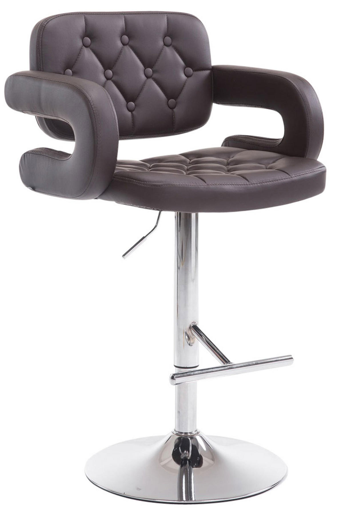 BARHOCKER Dubai, Gestell Metall in Chromoptik, Kunstleder Braun - Chromfarben/Braun, Kunststoff/Textil (52/100/55cm) - TPFLiving